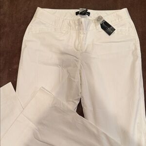 White House Black Market Women's Cream Straight Leg Pants